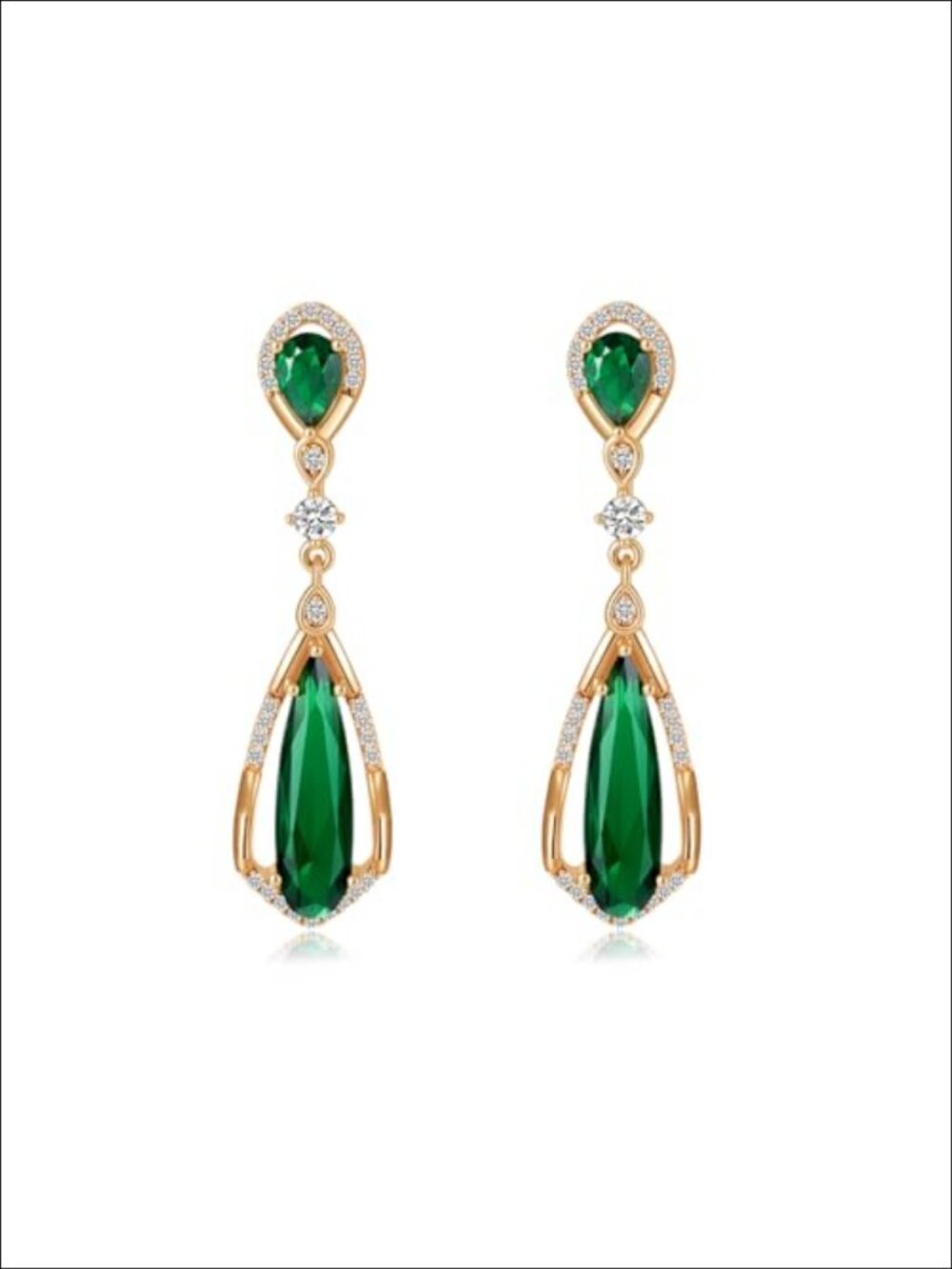 Teardrop Dangle Earrings Gold-Plated Brass 925 Sterling Silver Posts